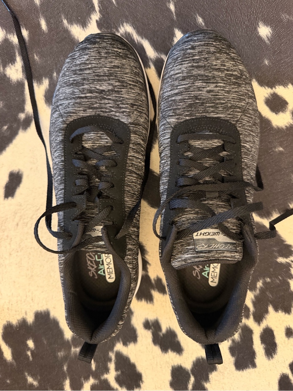 Skechers Men's Black and Gray Knit Lace-Up Memory Foam Sneakers